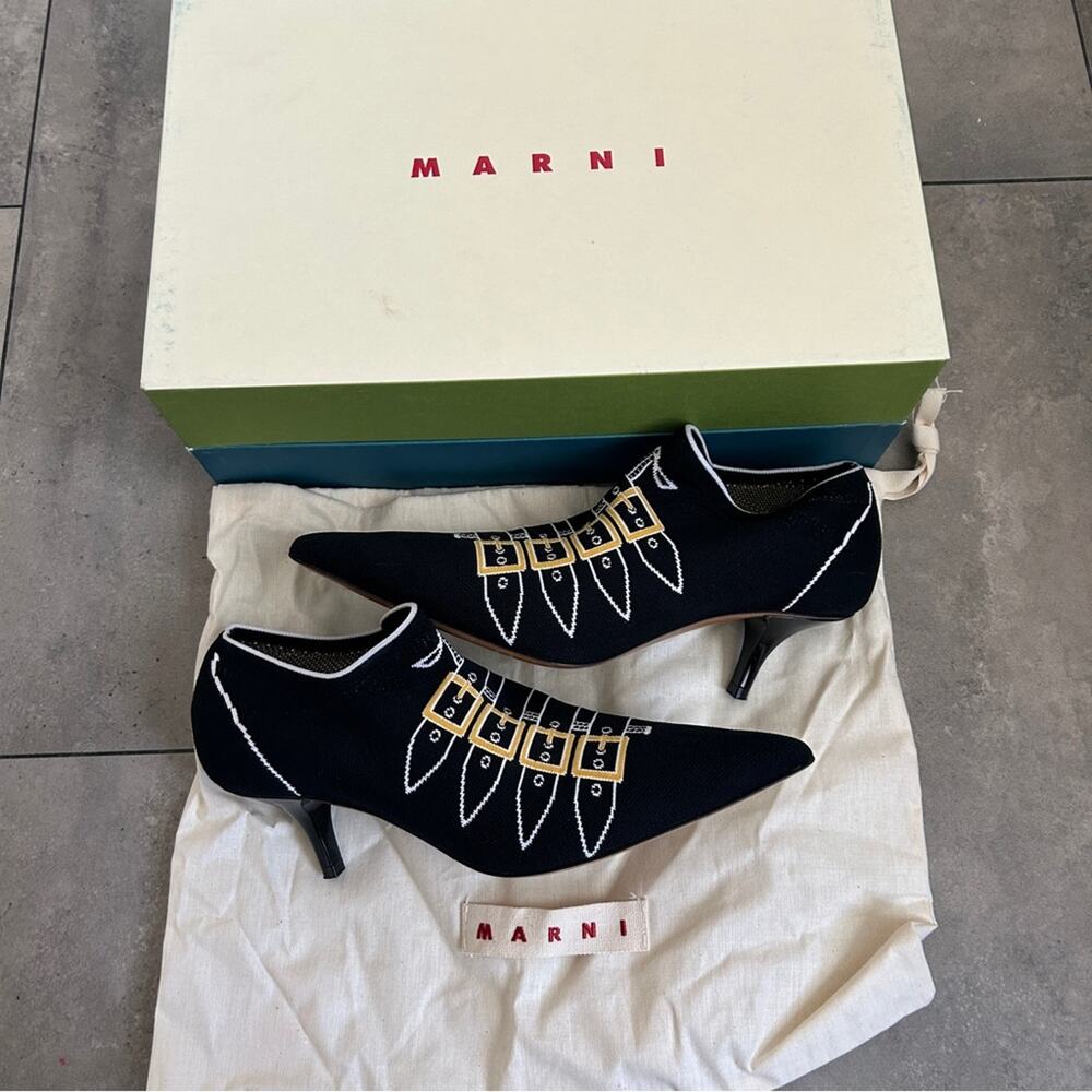 NEW Marni jaquard black ankle boots bootie 36 euro or 6 US with box dust bag